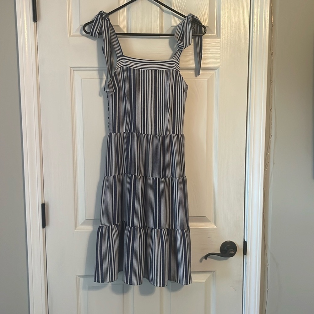 Women’s Blue and White Midi Dress